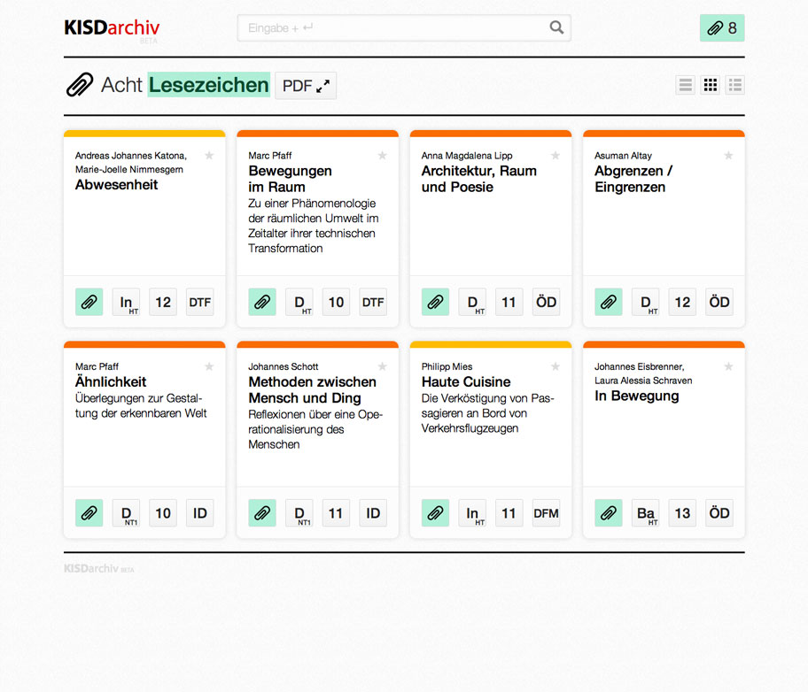 KISDarchiv, bookmarks.